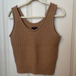 Quince 100% Organic cotton waffle stitch sweater tank top in camel size M EUC